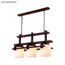 DecorBites™ Rustic White Glass Island Light with 2/3 Hanging Heads and Wood Beam for Dining Room