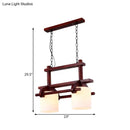 DecorBites™ Rustic White Glass Island Light with 2/3 Hanging Heads and Wood Beam for Dining Room