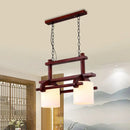 DecorBites™ Rustic White Glass Island Light with 2/3 Hanging Heads and Wood Beam for Dining Room