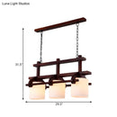 DecorBites™ Rustic White Glass Island Light with 2/3 Hanging Heads and Wood Beam for Dining Room
