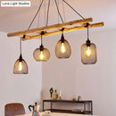 DecorBites™ Rustic Wood Iron Mesh Suspension Lighting - 4-Bulb Dining Room Island Light