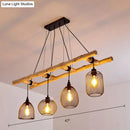 DecorBites™ Rustic Wood Iron Mesh Suspension Lighting - 4-Bulb Dining Room Island Light