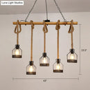 DecorBites™ Rustic Wooden Linear Island Lamp with Mesh Cage - Suspension Pendant Light for Restaurants