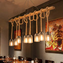DecorBites™ Rustic Wooden Linear Island Lamp with Mesh Cage - Suspension Pendant Light for Restaurants