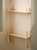 DecorBites™ Rustic Wooden Wall Shelf with Hanging Plant Storage