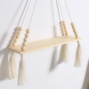 DecorBites™ Rustic Wooden Wall Shelf with Hanging Plant Storage
