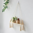 DecorBites™ Rustic Wooden Wall Shelf with Hanging Plant Storage
