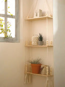 DecorBites™ Rustic Wooden Wall Shelf with Hanging Plant Storage