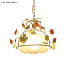 Floral orange & yellow scallop chandelier light – living room pendant