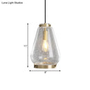 DecorBites™ Seeded Glass Pendant Light with Brass Rim - Perfect for Bedrooms
