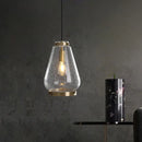 DecorBites™ Seeded Glass Pendant Light with Brass Rim - Perfect for Bedrooms