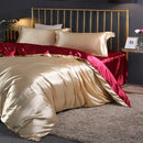 DecorBites™ Silk Luxury Bedding Set: Duvet Cover,  Sheets, Pillowcase