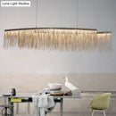 DecorBites™ Silver Metallic Tassel Chain LED Pendant Light - Post-Modern Dining Room Island Lighting