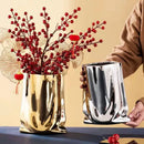 DecorBites™ Silver Ruffled Ceramic Flower Vase