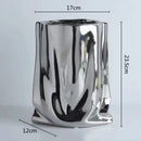 DecorBites™ Silver Ruffled Ceramic Flower Vase