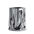 DecorBites™ Silver Ruffled Ceramic Flower Vase