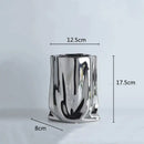 DecorBites™ Silver Ruffled Ceramic Flower Vase
