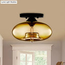 DecorBites™ Simple Style Glass Oval Flush Mount Lamp with 1 Light - Clear/Amber/Smoky Ceiling Fixture for Hallway