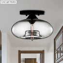 DecorBites™ Simple Style Glass Oval Flush Mount Lamp with 1 Light - Clear/Amber/Smoky Ceiling Fixture for Hallway