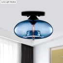 DecorBites™ Simple Style Glass Oval Flush Mount Lamp with 1 Light - Clear/Amber/Smoky Ceiling Fixture for Hallway