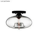 DecorBites™ Simple Style Glass Oval Flush Mount Lamp with 1 Light - Clear/Amber/Smoky Ceiling Fixture for Hallway