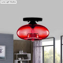 DecorBites™ Simple Style Glass Oval Flush Mount Lamp with 1 Light - Clear/Amber/Smoky Ceiling Fixture for Hallway