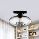 DecorBites™ Simple Style Glass Oval Flush Mount Lamp with 1 Light - Clear/Amber/Smoky Ceiling Fixture for Hallway