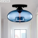 DecorBites™ Simple Style Glass Oval Flush Mount Lamp with 1 Light - Clear/Amber/Smoky Ceiling Fixture for Hallway