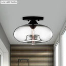 DecorBites™ Simple Style Glass Oval Flush Mount Lamp with 1 Light - Clear/Amber/Smoky Ceiling Fixture for Hallway