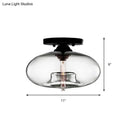 DecorBites™ Simple Style Glass Oval Flush Mount Lamp with 1 Light - Clear/Amber/Smoky Ceiling Fixture for Hallway
