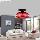 DecorBites™ Simple Style Glass Oval Flush Mount Lamp with 1 Light - Clear/Amber/Smoky Ceiling Fixture for Hallway
