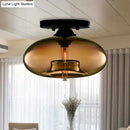 DecorBites™ Simple Style Glass Oval Flush Mount Lamp with 1 Light - Clear/Amber/Smoky Ceiling Fixture for Hallway