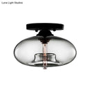 DecorBites™ Simple Style Glass Oval Flush Mount Lamp with 1 Light - Clear/Amber/Smoky Ceiling Fixture for Hallway