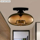 DecorBites™ Simple Style Glass Oval Flush Mount Lamp with 1 Light - Clear/Amber/Smoky Ceiling Fixture for Hallway