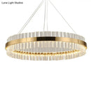 DecorBites™ Simplicity Gold LED Crystal Pendant Light - Ring Tri-Prism Design - Perfect for Living Room