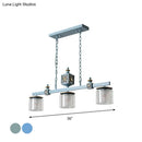 DecorBites™ Sky Blue Dual Cylinder Parlor Island Pendant Lamp with Clear and Frosted Glass - 3 Bulbs