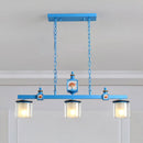 DecorBites™ Sky Blue Dual Cylinder Parlor Island Pendant Lamp with Clear and Frosted Glass - 3 Bulbs