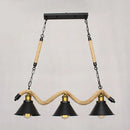 Industrial black spiral rope pendant light kitchen island cone shade