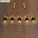 Industrial black spiral rope pendant light kitchen island cone shade