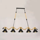 Industrial black spiral rope pendant light kitchen island cone shade
