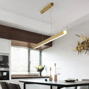 DecorBites™ Sleek Brass Island Lamp: Simplicity Pole-Shaped LED Suspension Lighting for Acrylic Dining Rooms
