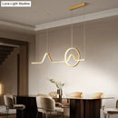DecorBites™ Sleek Island Light Fixture with Minimalistic Curves - Metallic Suspension Lighting for Living Room