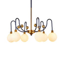 Modernist black & gold opal glass pendant chandelier – living room