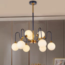Modernist black & gold opal glass pendant chandelier – living room