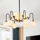 Modernist black & gold opal glass pendant chandelier – living room