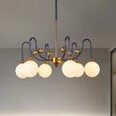 Modernist black & gold opal glass pendant chandelier – living room