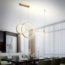 DecorBites™ Sleek Ring and Linear LED Hanging Lamp: Minimalistic Metal Chandelier for Dining Rooms and Islands