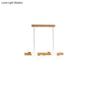 DecorBites™ Sleek Wooden LED Ceiling Light: Linear Dining Room Island Chandelier with Cream Glass Shade