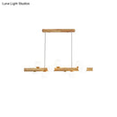 DecorBites™ Sleek Wooden LED Ceiling Light: Linear Dining Room Island Chandelier with Cream Glass Shade