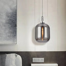 DecorBites™ Smoke Gray/Cognac Glass Industrial Ceiling Pendant Lamp - 1 Head, 10"/14" Wide
